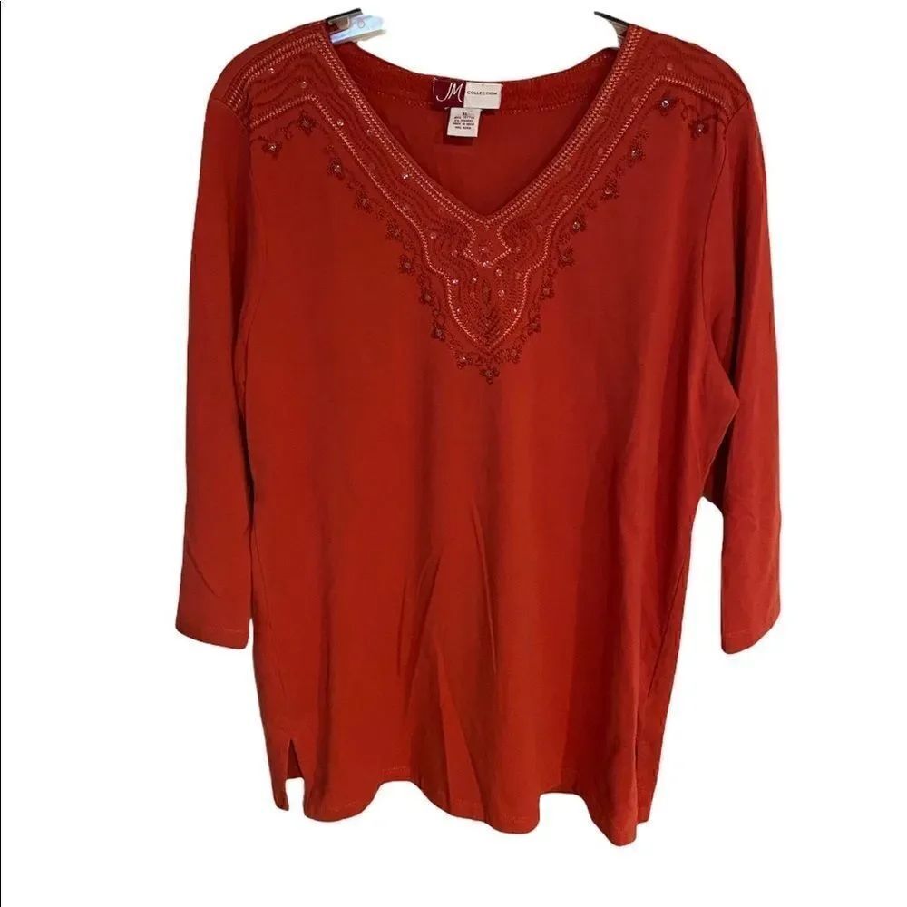 JM Collection Woman’s Embroidered Top - Picture 1 of 4